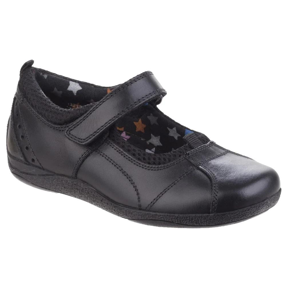 Hush Puppies Girls Black Leather School Shoes Cindy