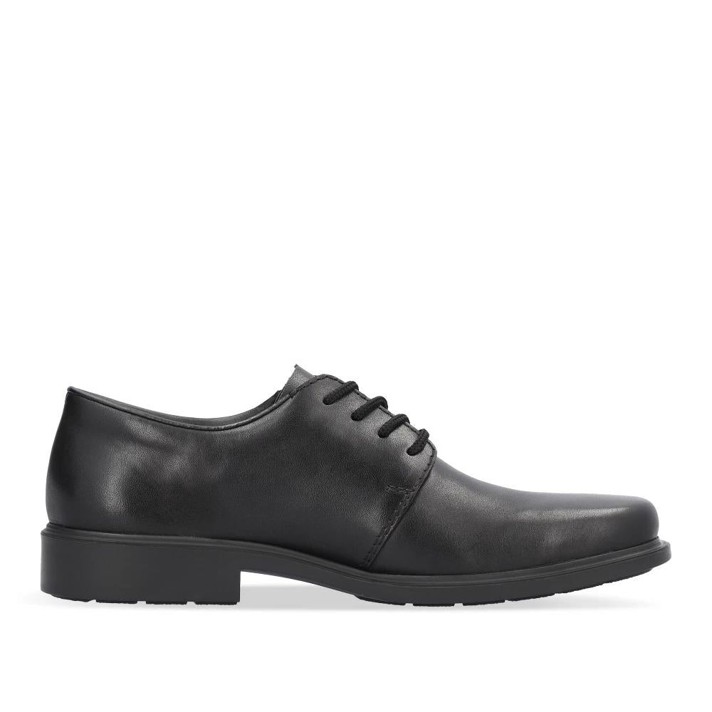 Rieker Mens B0001-00 Black Leather Gibson Lace Up Wide Fit Work Dress Shoes