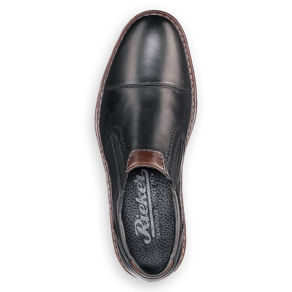 Rieker Mens 17659-00 Slip On Black Leather Extra Wide Fit Shoes