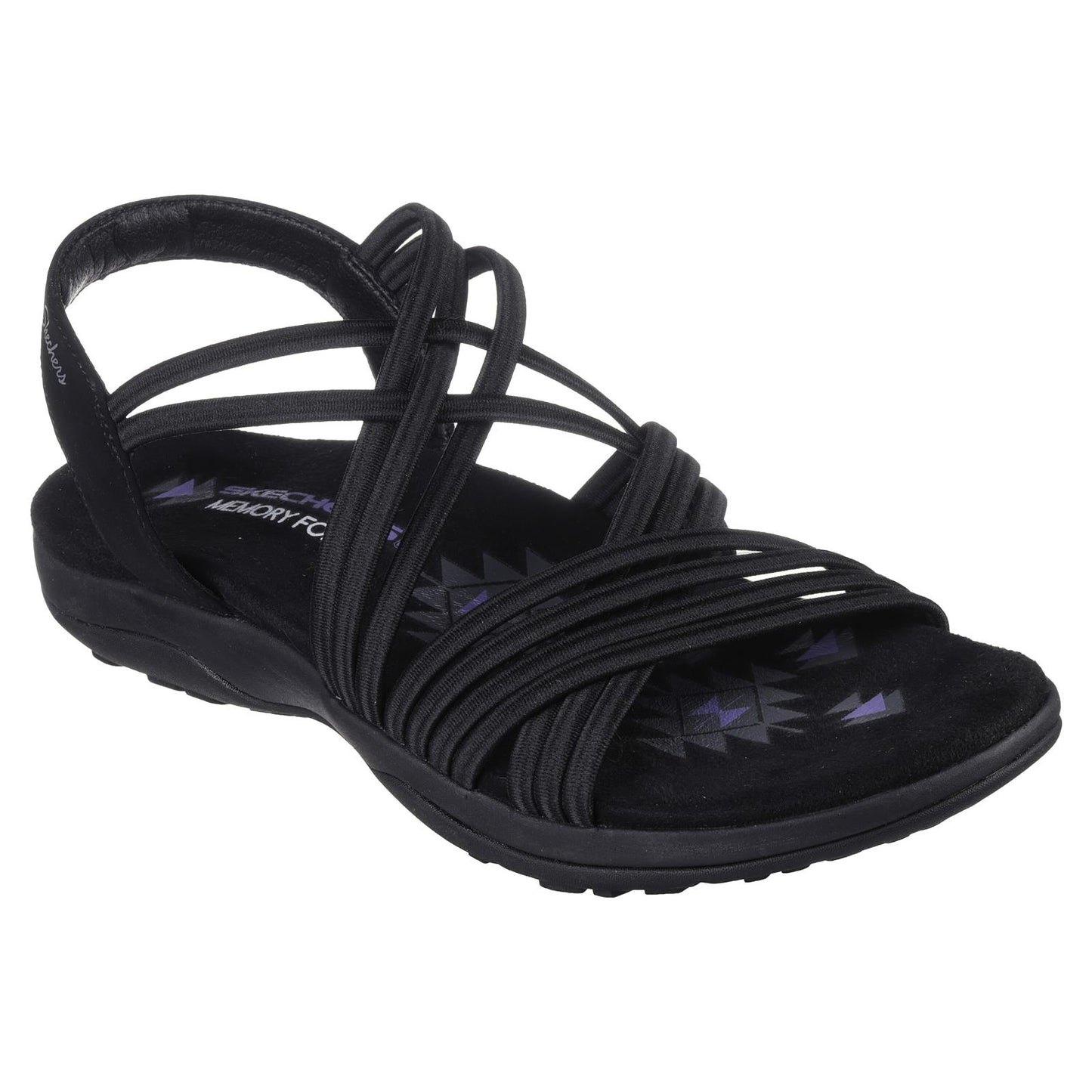 Skechers Womens Reggae Slim Sunnyside Black Strappy Vegan Sandals