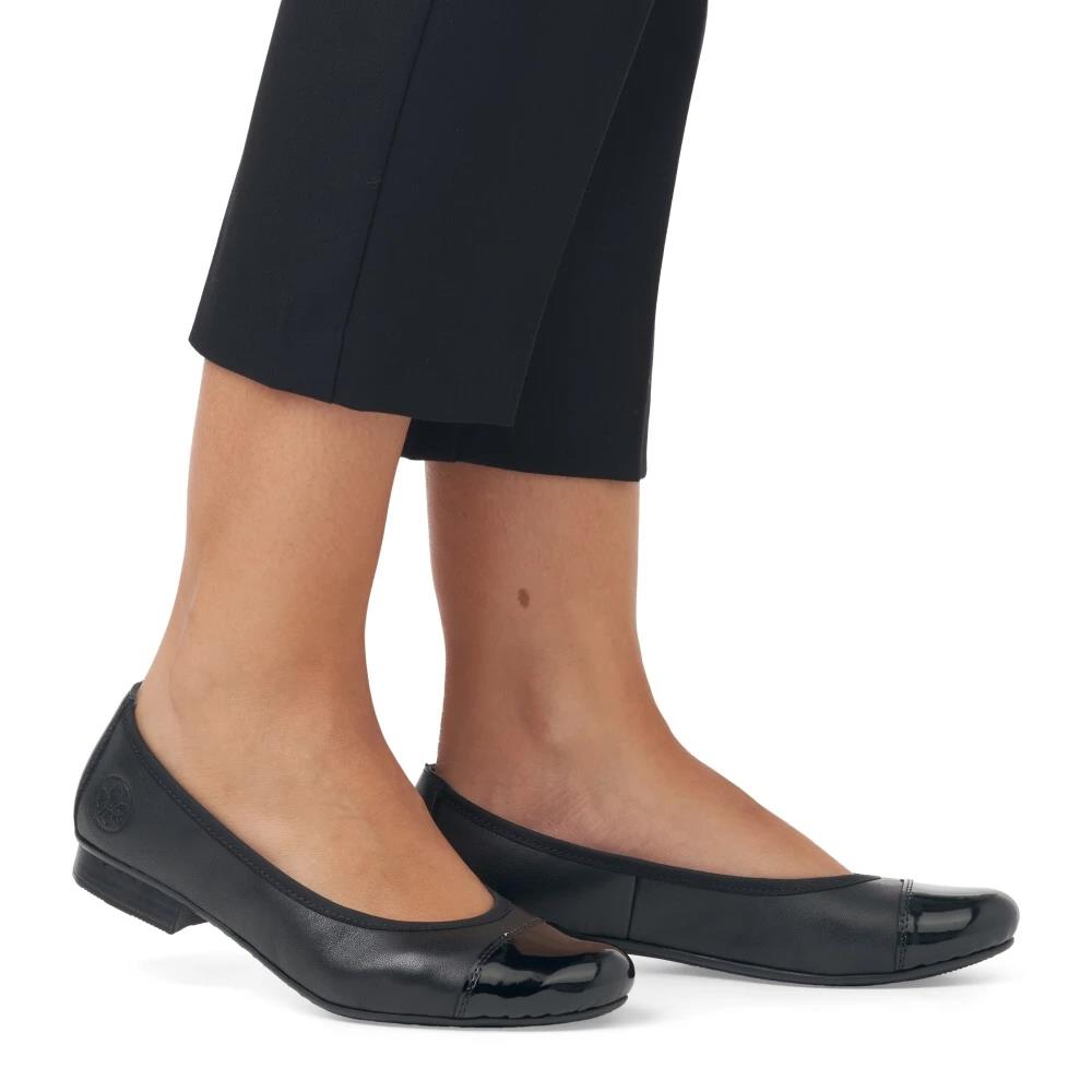 Rieker 51998-00 Black Leather Ballet Shoes