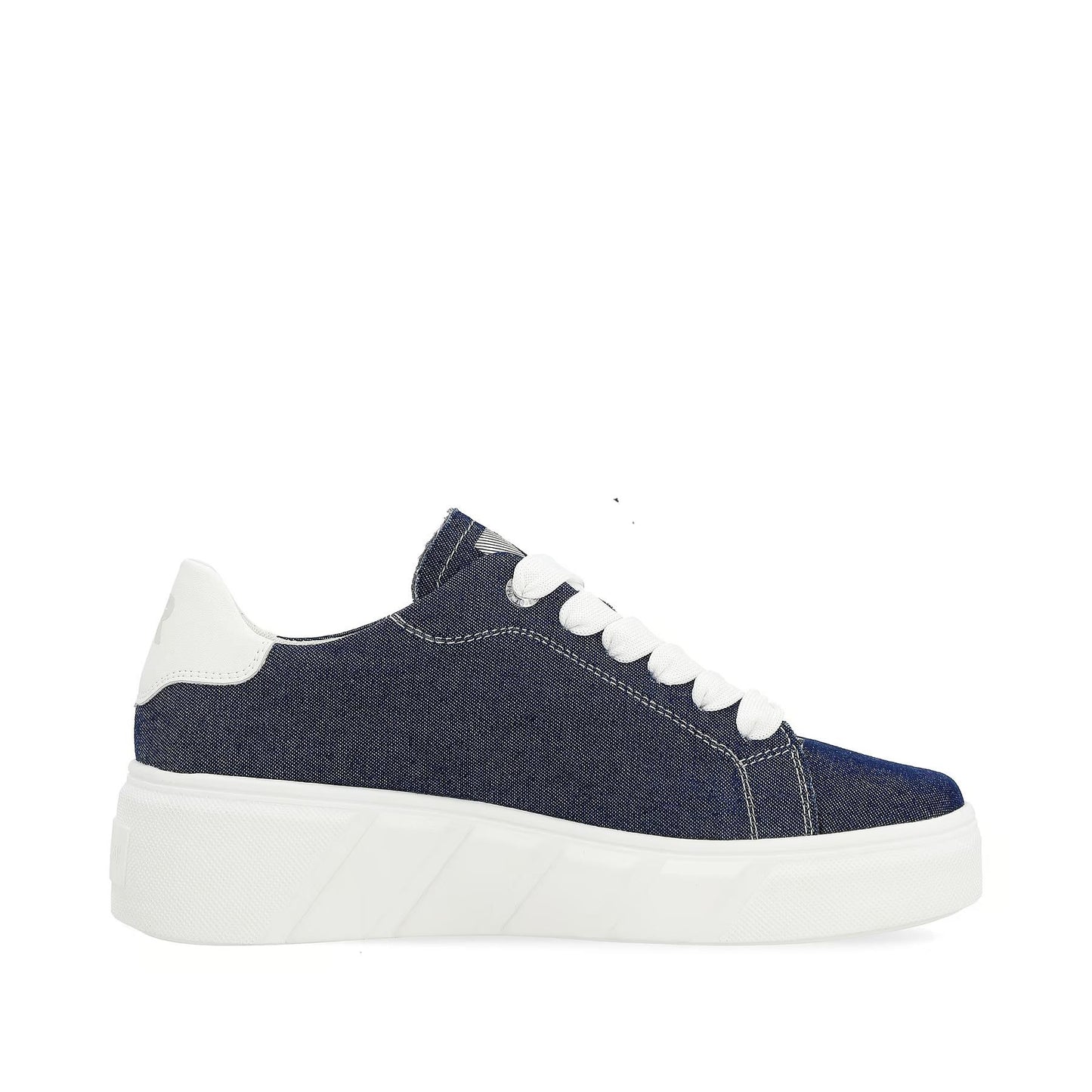 Rieker Womens W0501-14 Blue Denim Lace Up Platform Trainers