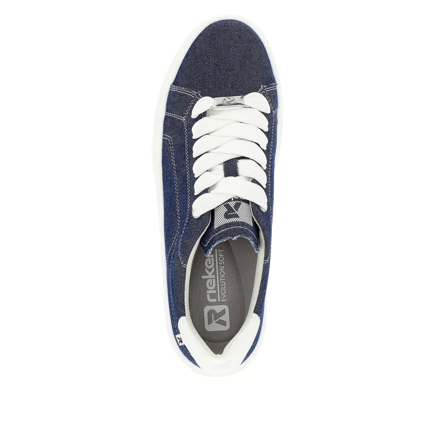 Rieker Womens W0501-14 Blue Denim Lace Up Platform Trainers