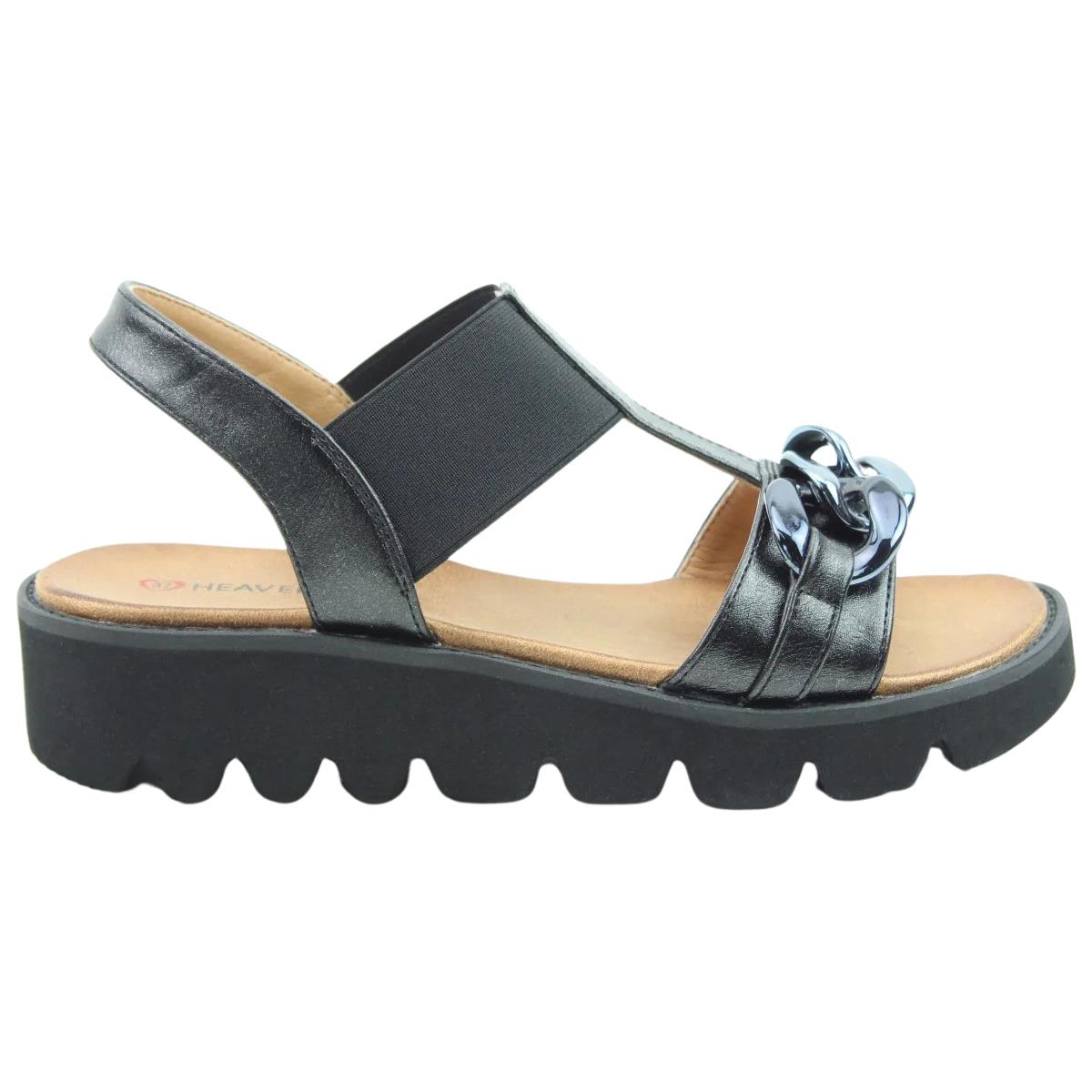 Heavenly Feet Womens Lulu Black Platform Vegan Sandals