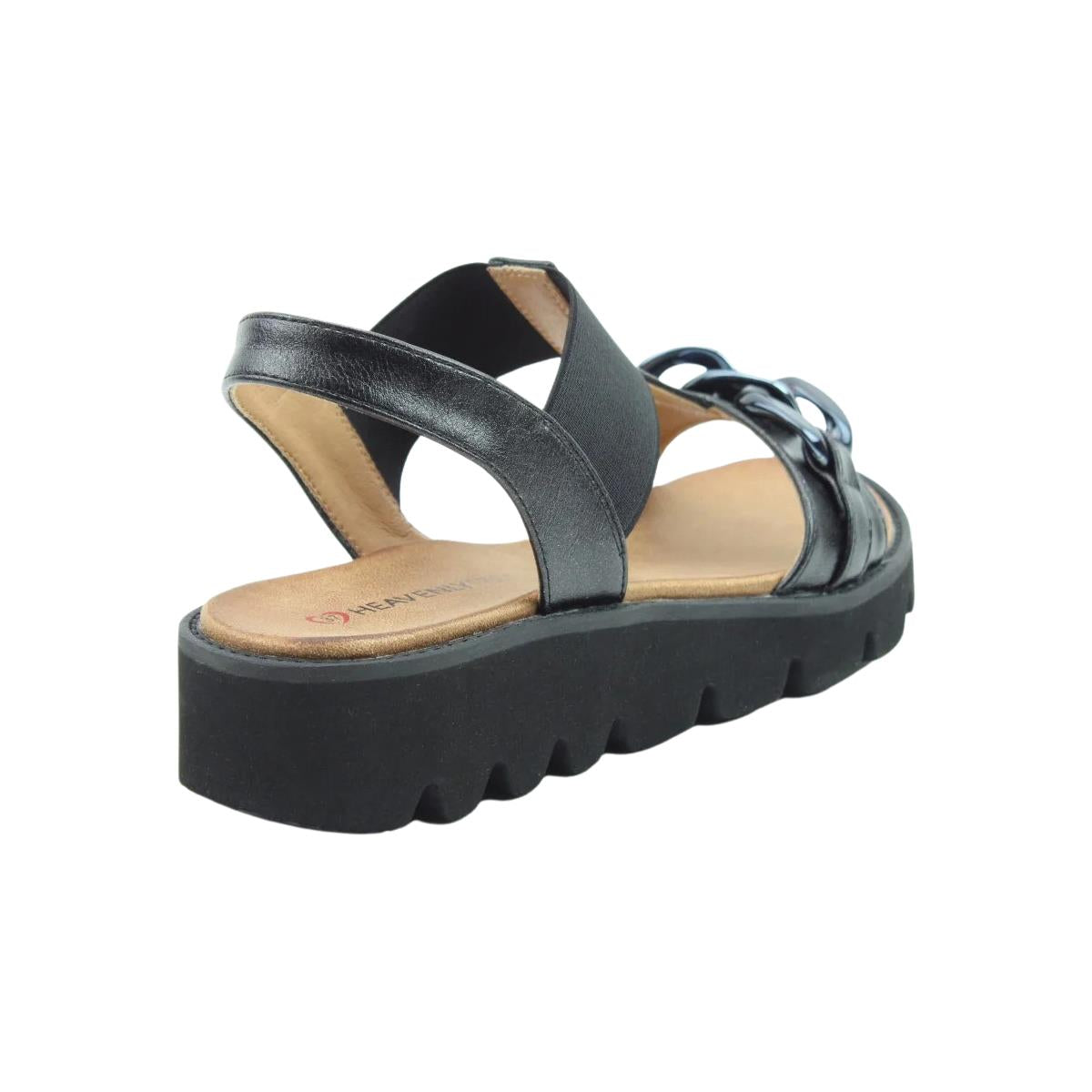 Heavenly Feet Womens Lulu Black Platform Vegan Sandals