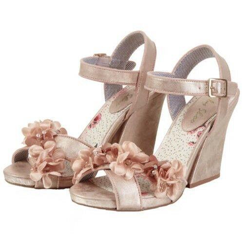 Ladies Ruby Shoo Ellen Champagne Floral Vegan Friendly Sandals Shoes