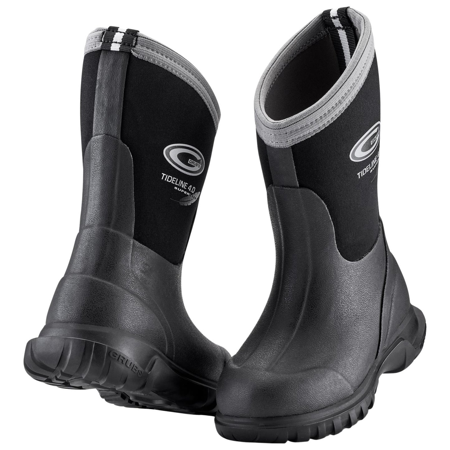 Grubs Tideline Black Charcoal Kids Warm Lightweight Wellies Boots