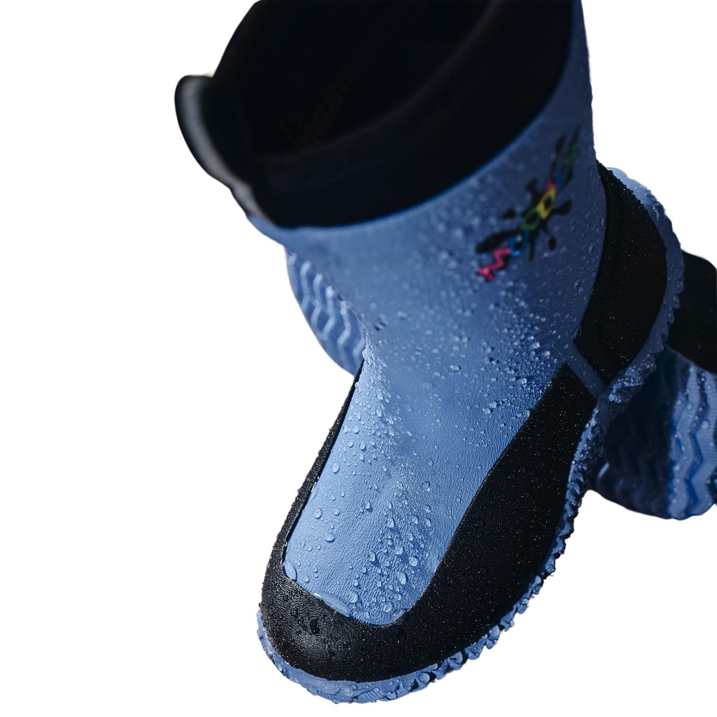 Muddies Icicle Blue Black Kids Warm Neoprene Wellies Boots