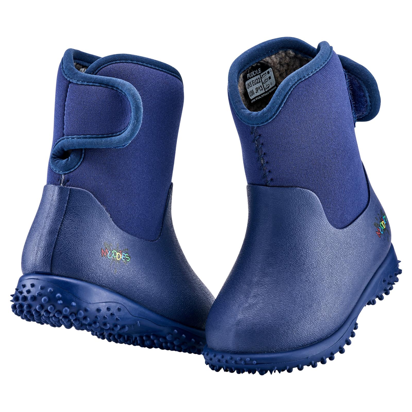 Muddies Puddle Solid Blue Infants Kids Warm Wellies Boots