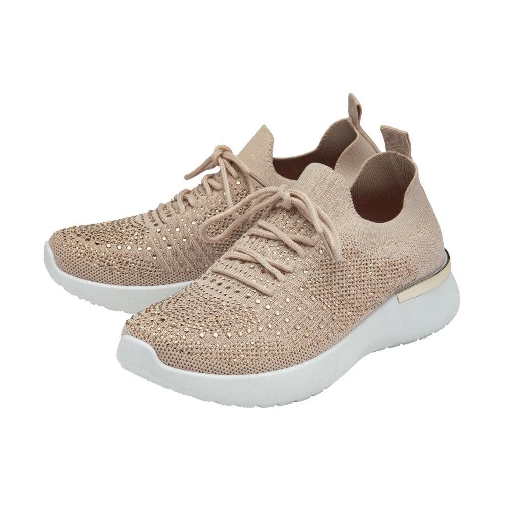Lotus Robuck Pink Sparkly Knitted Slip On Trainers