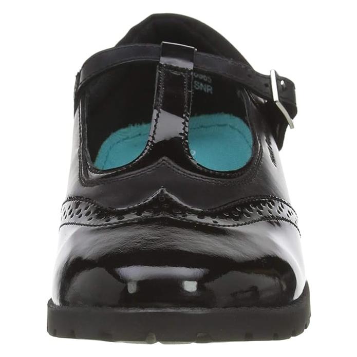 Hush Puppies Maisie Black Leather Brogue T Bar School Shoes