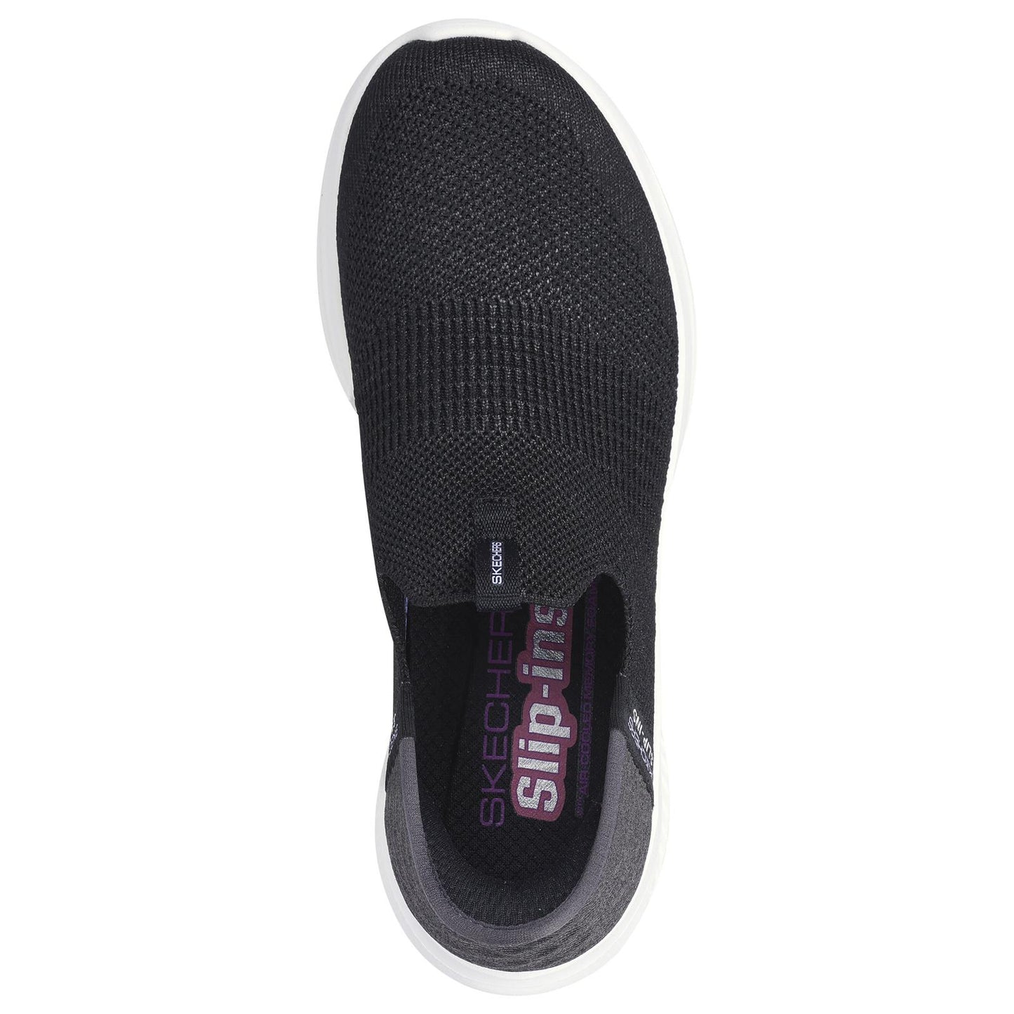 Skechers Ladies Ultra Flex 3.0 Smooth Step Black Slip In Vegan Shoes