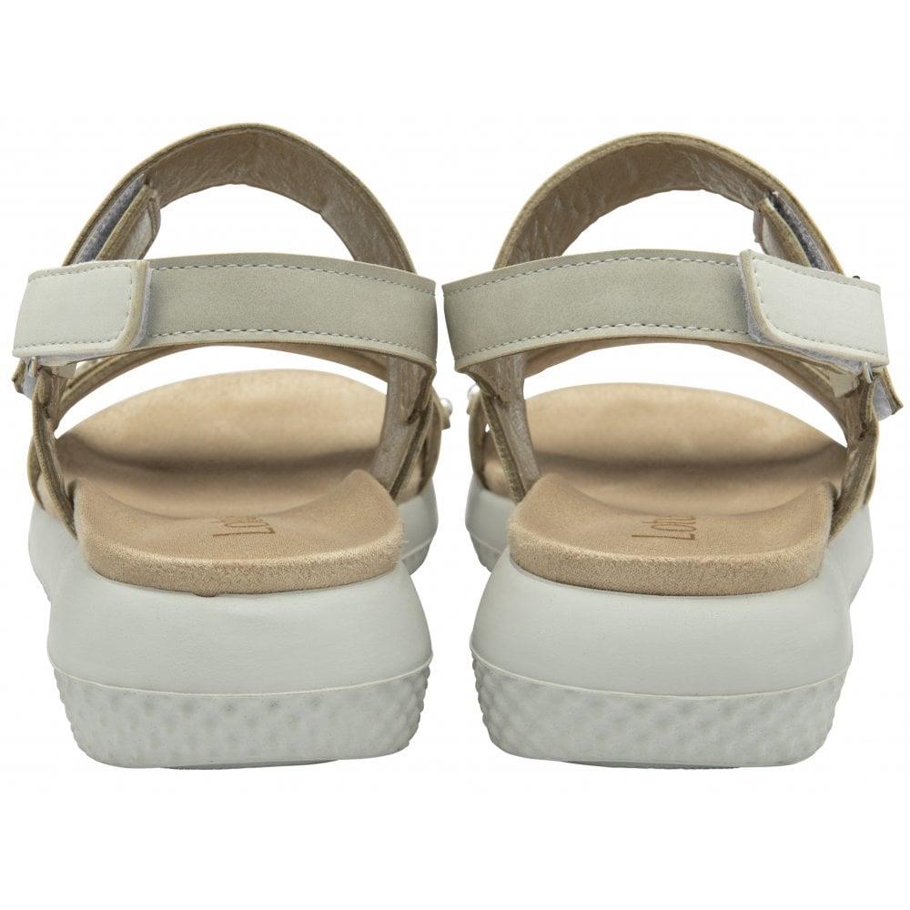 Lotus Ladies White Pink Faux Leather Open Toe Platform Slingback Sandals