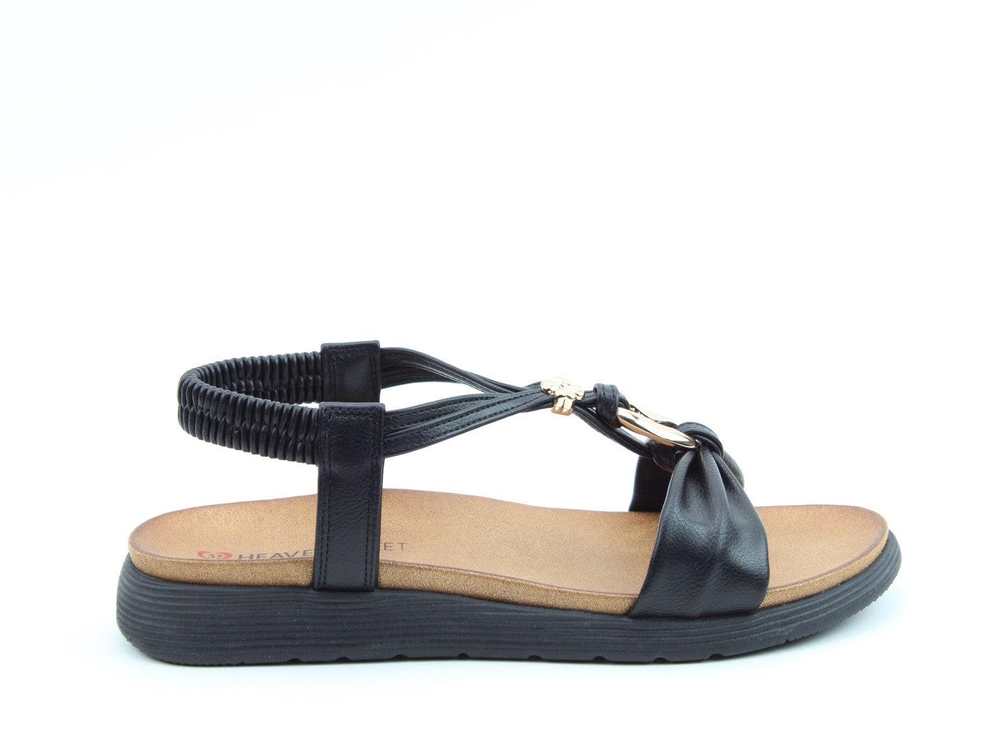 Heavenly Feet Ladies Campari2 Black Lightweight Vegan Low Wedge