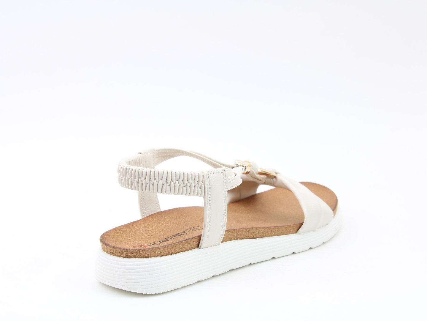 Heavenly Feet Ladies Campari2 White Lightweight Vegan Low Wedge Sandals