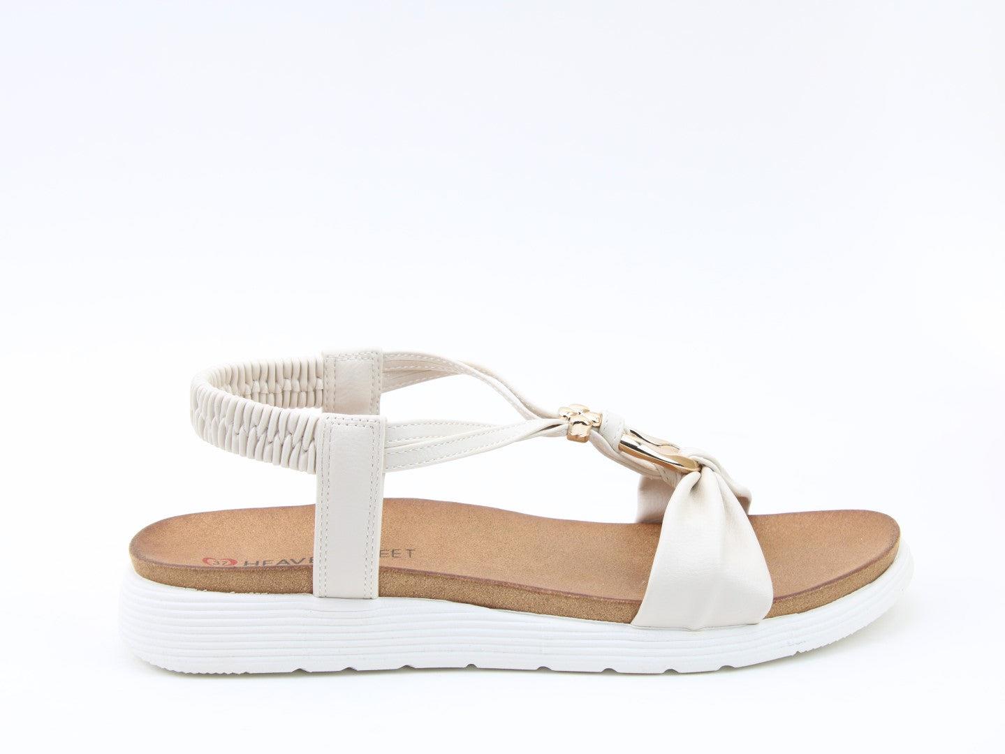Heavenly Feet Ladies Campari2 White Lightweight Vegan Low Wedge Sandals