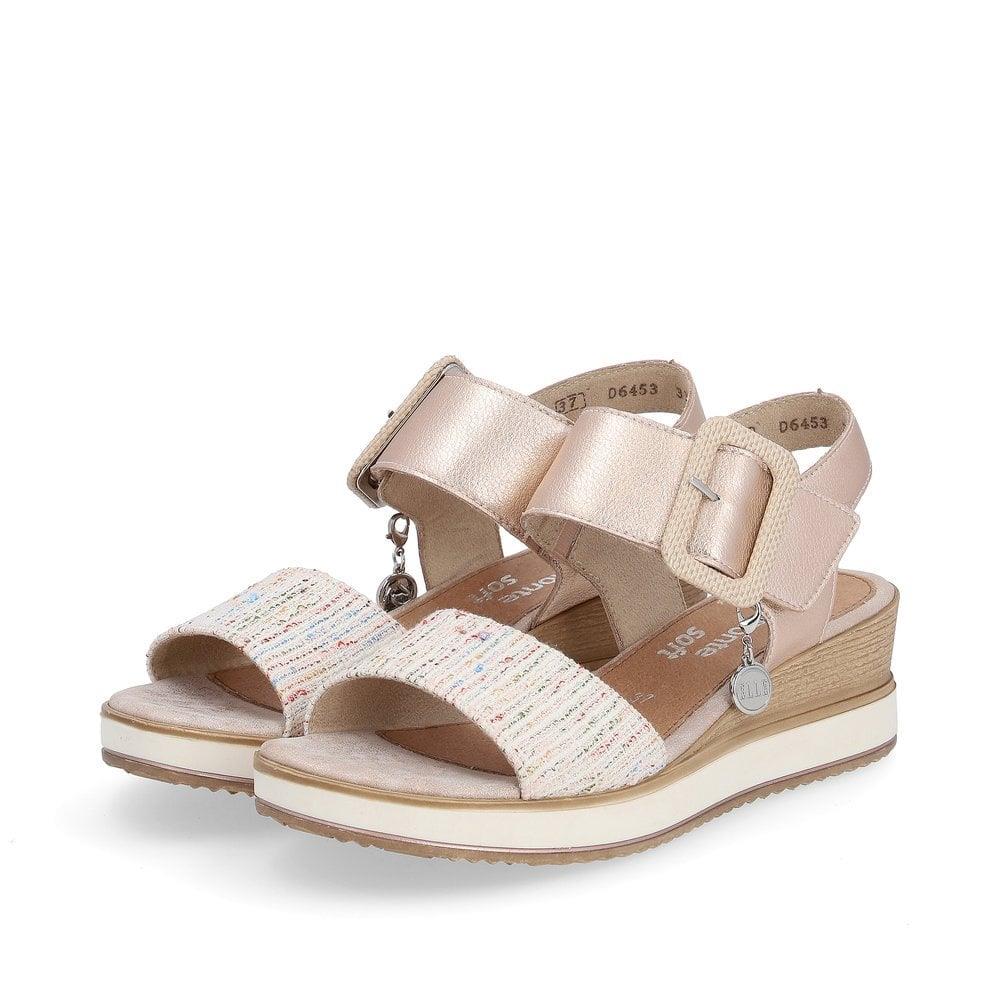 Remonte Ladies D6453-31 Pink Metallic Leather Adjustable Sandals