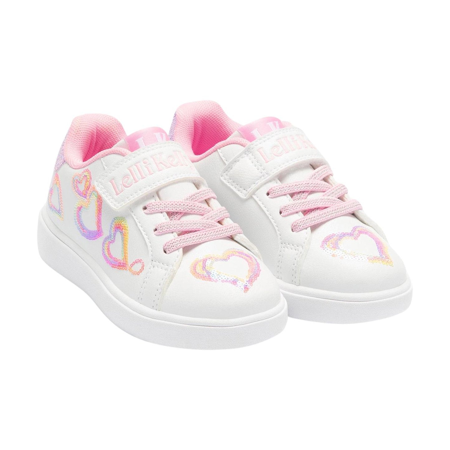 Lelli Kelly MLAA4017 (BI01) Mia White Sequined Heart Faux Leather Trainers