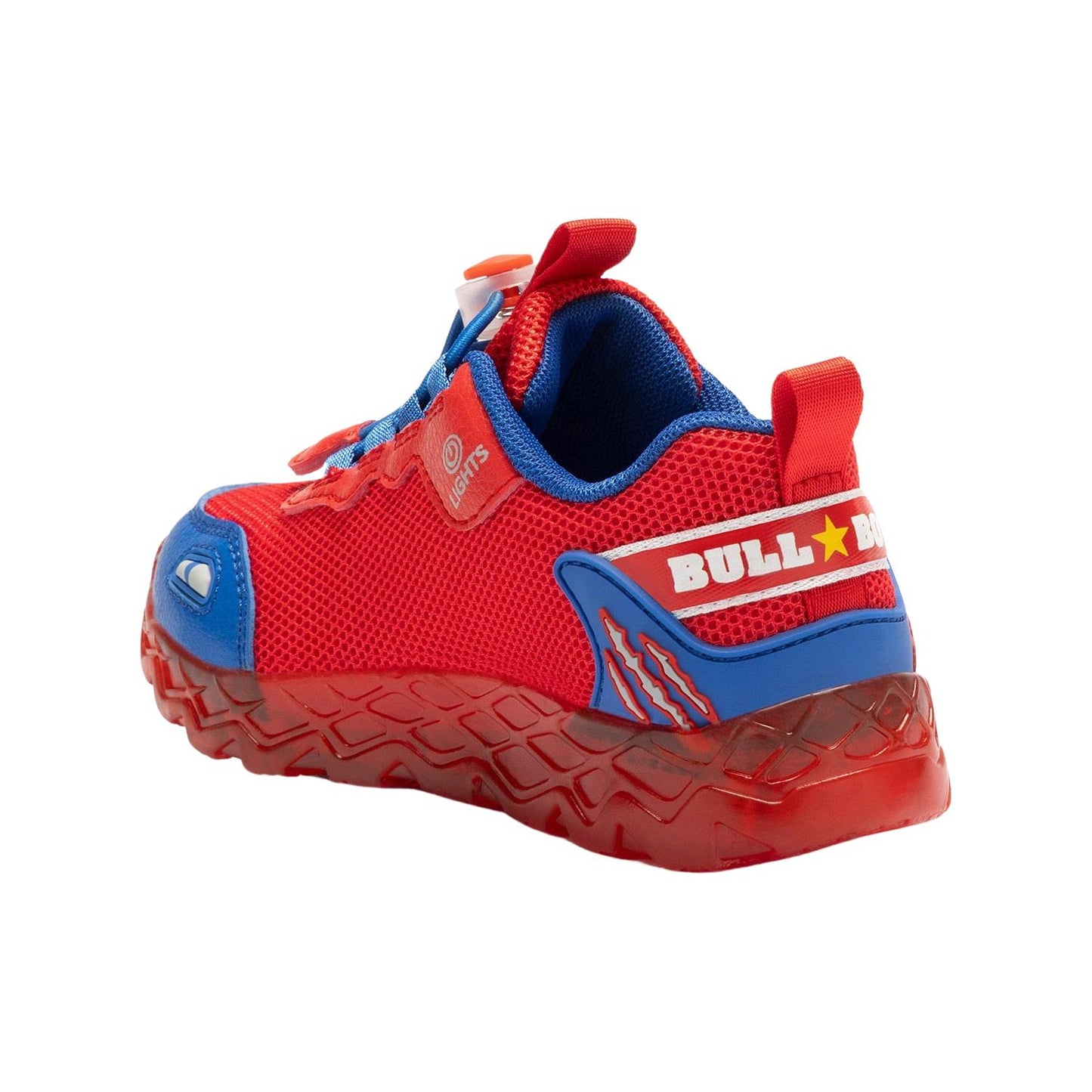 Bull Boys DNAL4501 Triceratopo Red Light Up Dinaosaur Mesh Trainers