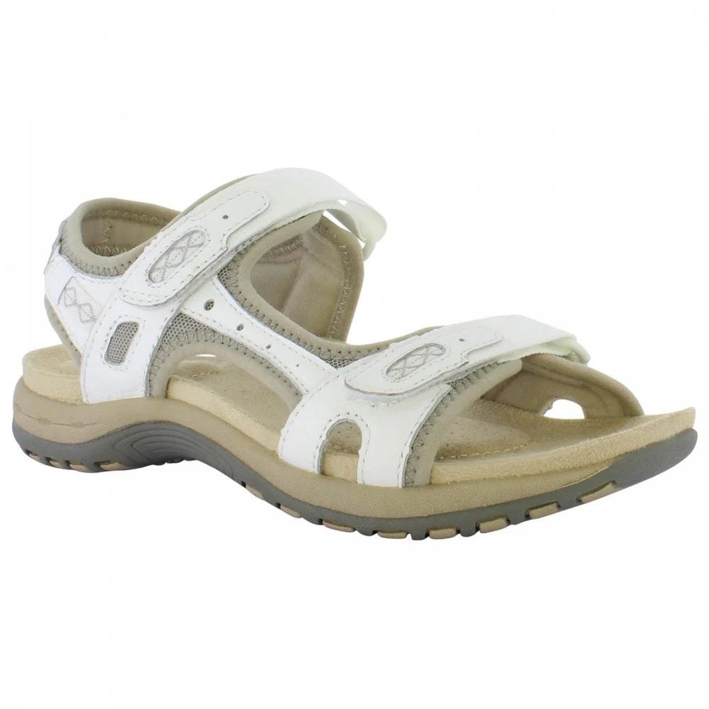 Free Spirit Womens Frisco White Leather Adjustable Sandals