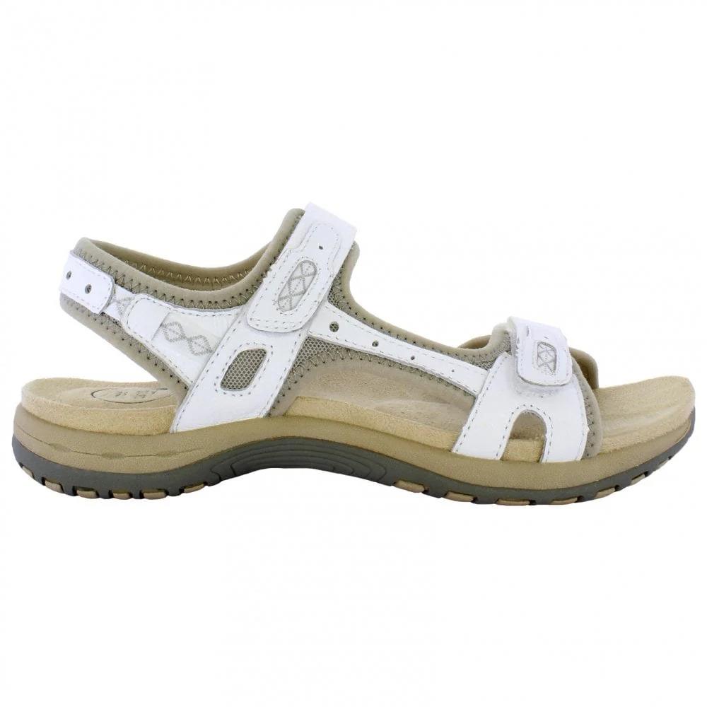 Free Spirit Womens Frisco White Leather Adjustable Sandals