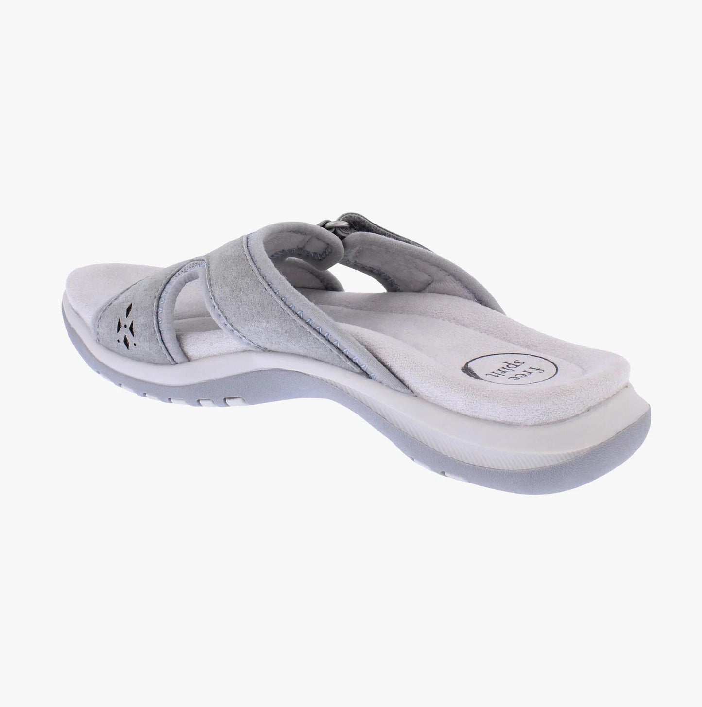 Free Spirit Womens Wickford 3 Smoke Grey Suede Leather Slip On Mule Sandals