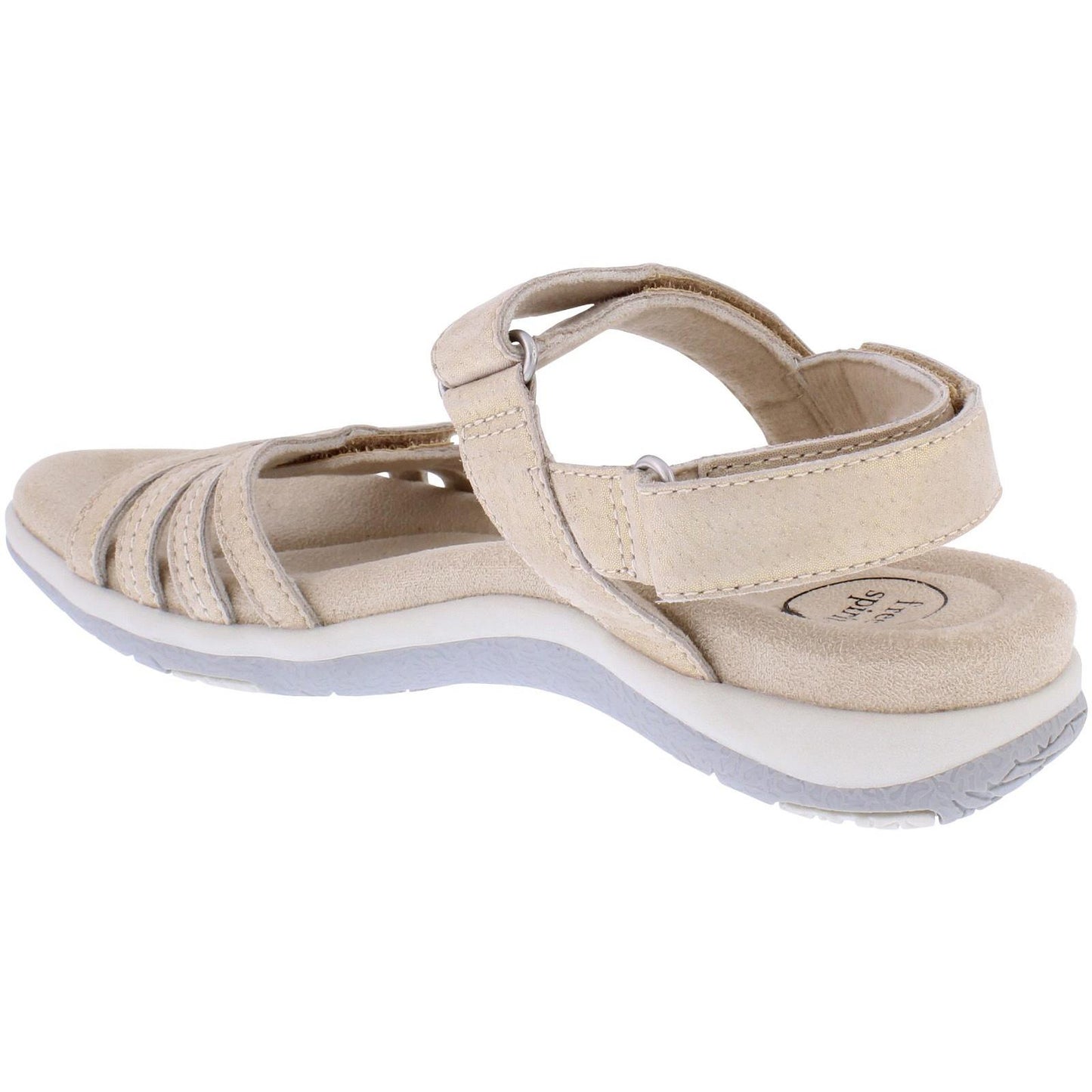 Free Spirit Womens Maddy Champagne Shimmer Leather Fully Adjustable Strap Sandals