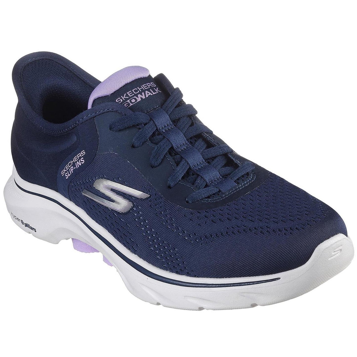 Skechers Womens Go Walk 7 Valin Navy Lavender Slip Ins Vegan Trainers