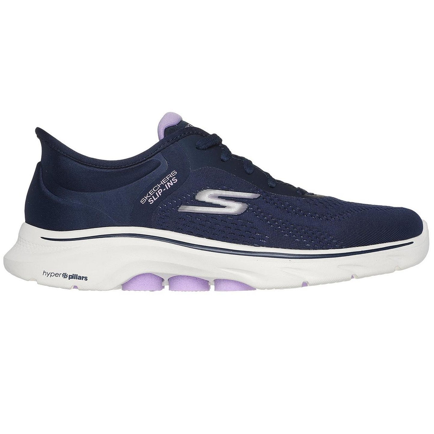 Skechers Womens Go Walk 7 Valin Navy Lavender Slip Ins Vegan Trainers