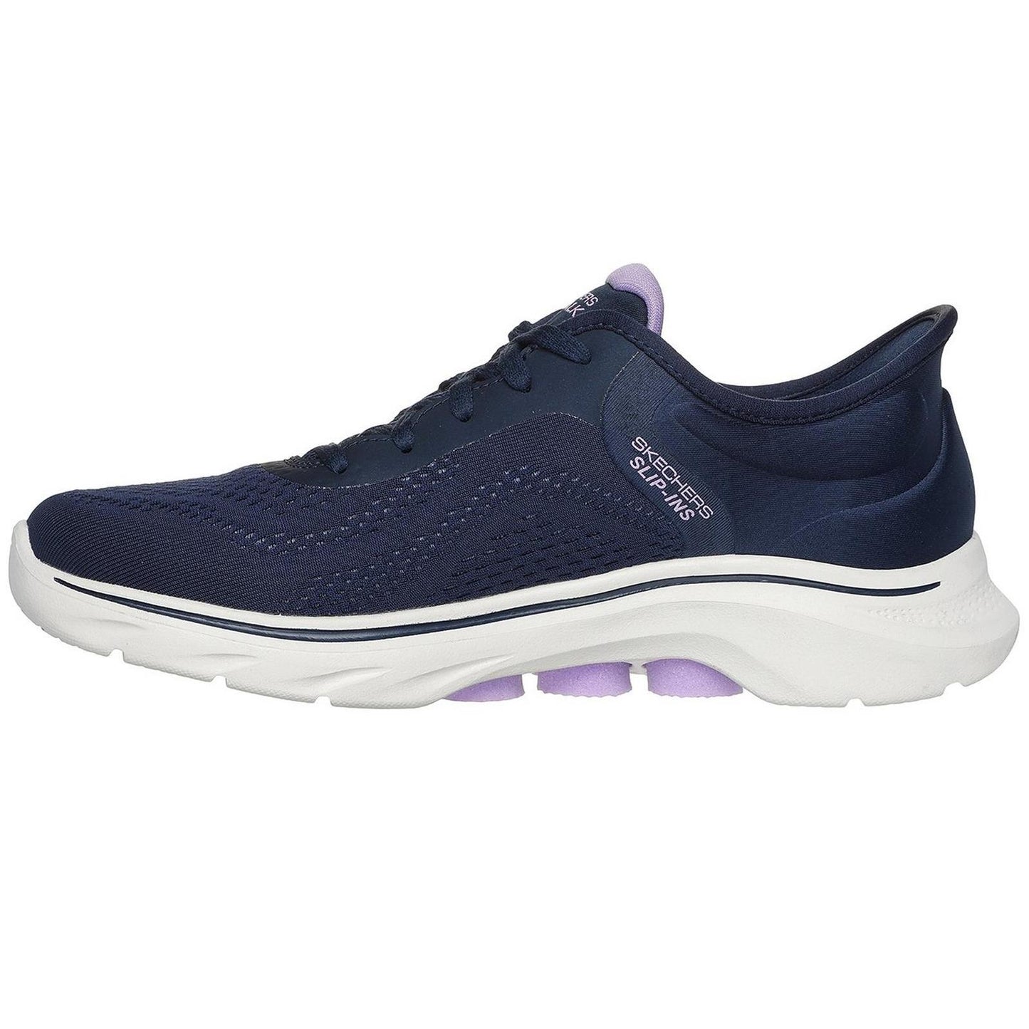 Skechers Womens Go Walk 7 Valin Navy Lavender Slip Ins Vegan Trainers