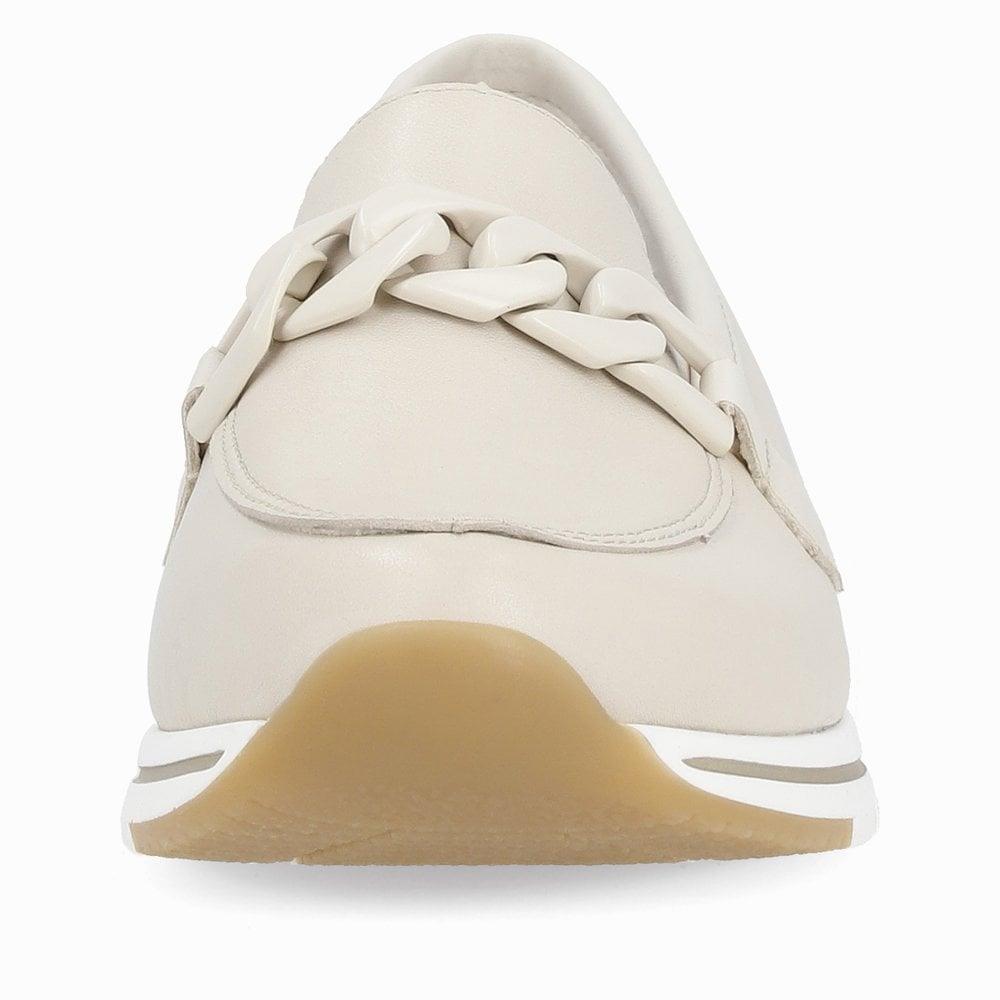 Remonte Womens R6711-60 Beige Leather Slip On Low Wedge Platform Shoes