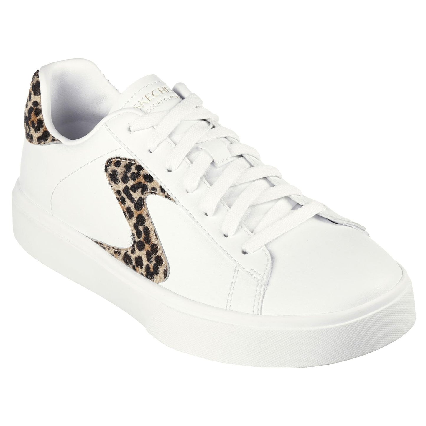 Skechers Womens Eden LX Feeling Fierce White Leopard Court Classic Trainers