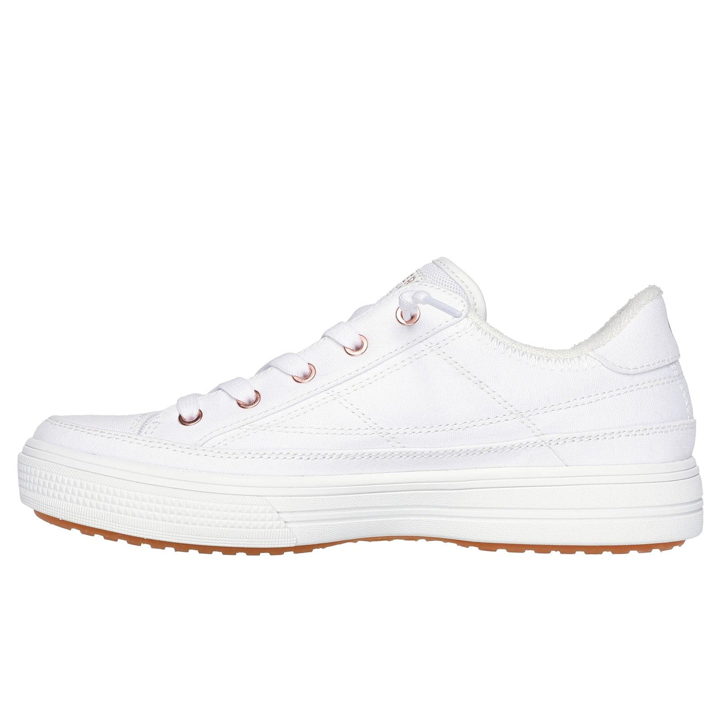 Skechers Womens Arch Fit Arcade Meet Ya There White Vegan Canvas Trainers
