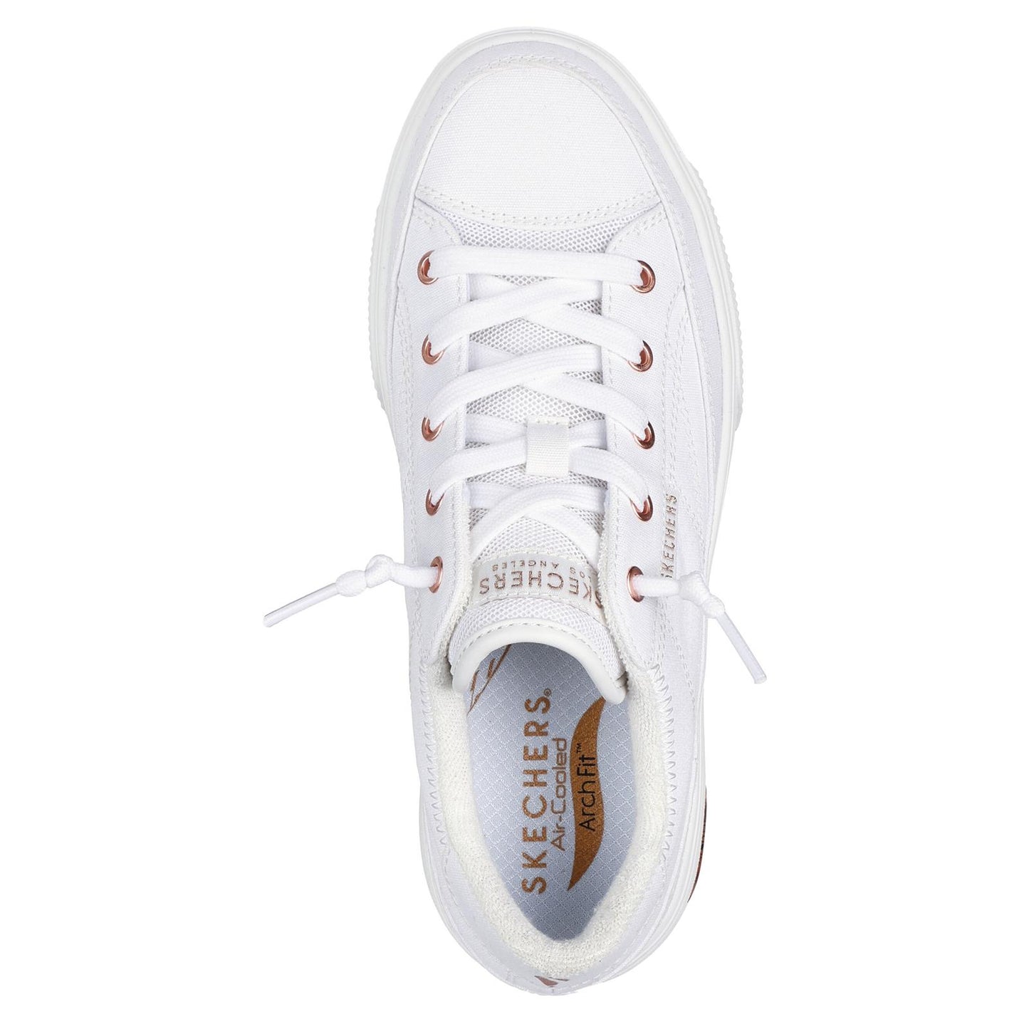 Skechers Womens Arch Fit Arcade Meet Ya There White Vegan Canvas Trainers