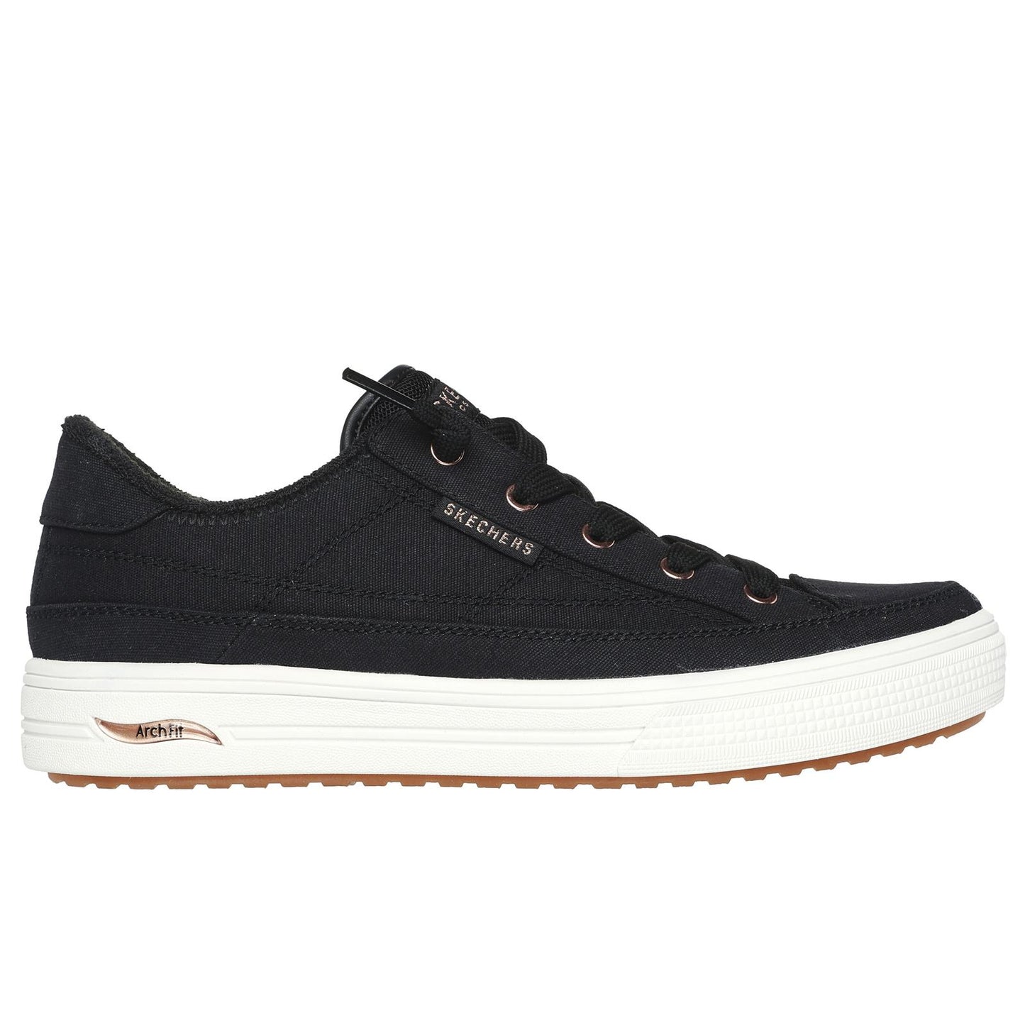 Skechers Womens Arch Fit Arcade Meet Ya There White Vegan Canvas Trainers