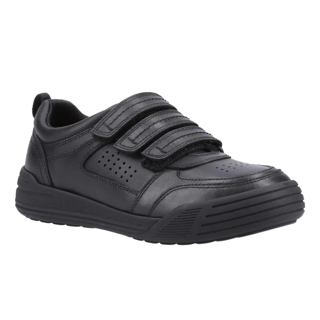 Hush Puppies Scott Black Leather School Shoes