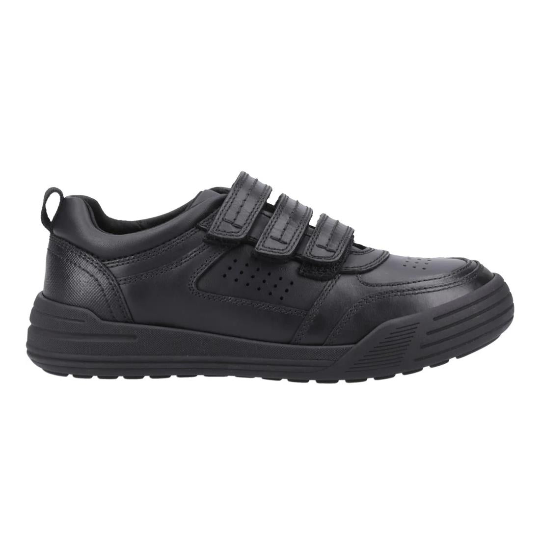 Hush Puppies Scott Black Leather School Shoes