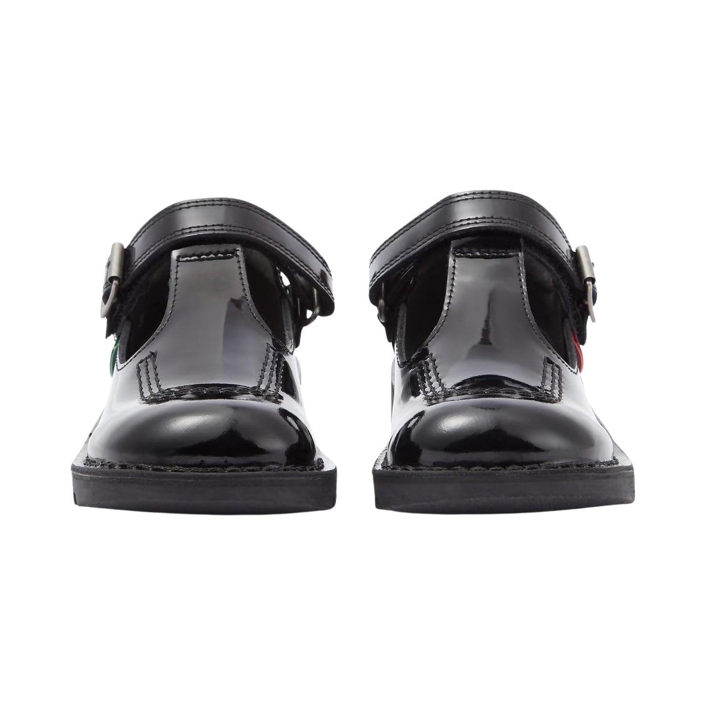 Kickers Youths Girls Kick T Velcro Black Patent Leather Adjustable School Shoes