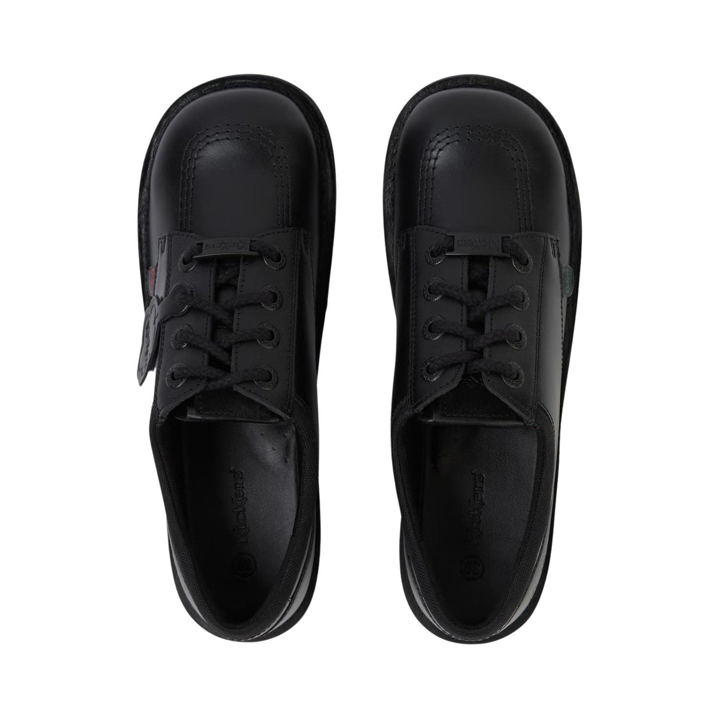 Kickers Unisex Junior Kids Kick Lo Mix Mesh Black Leather Lace Up School Shoes