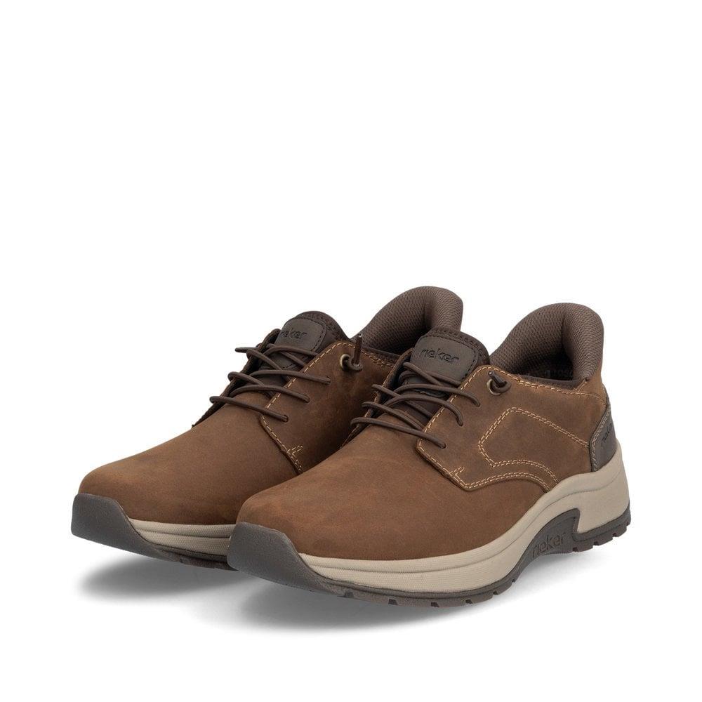 Rieker Mens 11050-22 Brown Suede Extra Wide Fit Lace Up Shoes