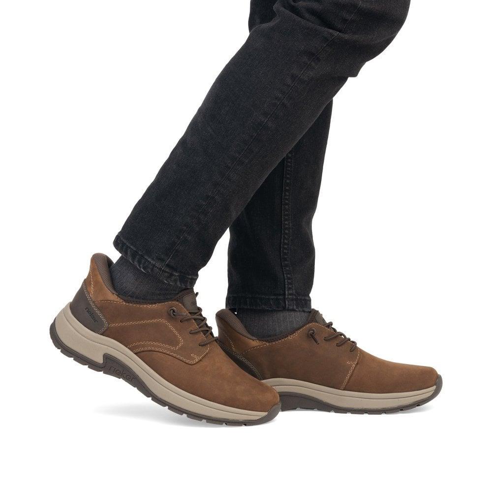 Rieker Mens 11050-22 Brown Suede Extra Wide Fit Lace Up Shoes