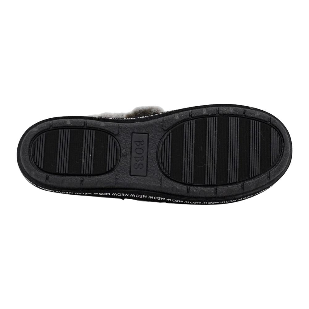 Ladies Skechers Too Cozy Meow Pajamas Black Faux Fur Slippers 33355/BLK