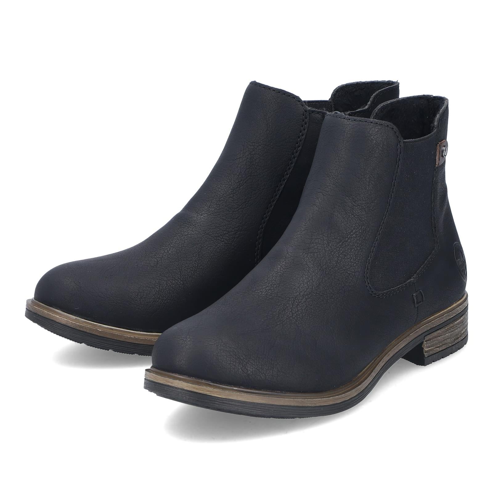 Rieker Womens 72254-00 Corrales Black Faux Leather Chelsea Ankle