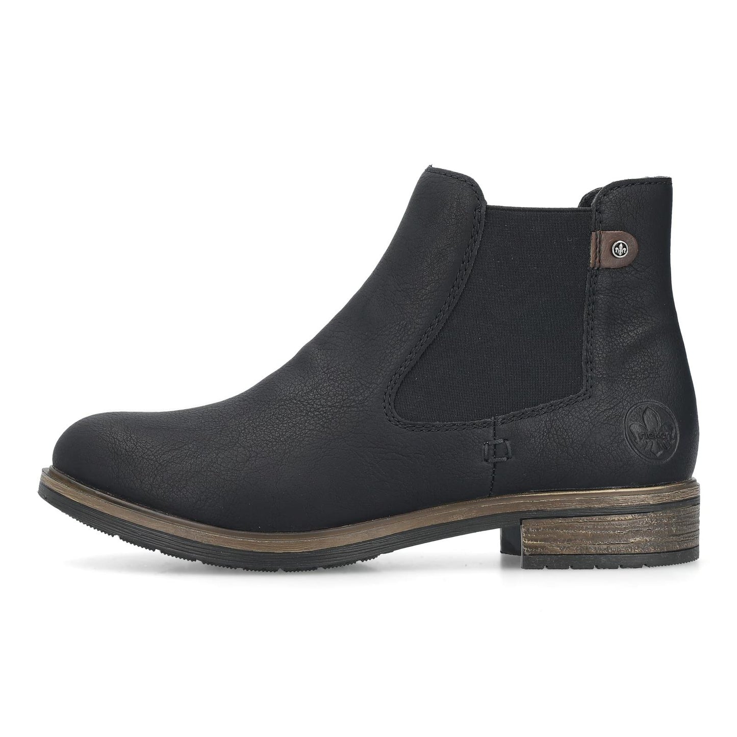 Rieker Womens 72254-00 Corrales Black Faux Leather Chelsea Ankle Boots