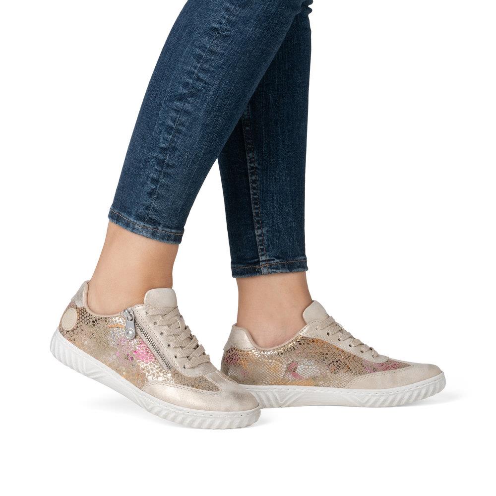 Rieker Womens N0902-90 Beige Floral Ladies Shoes