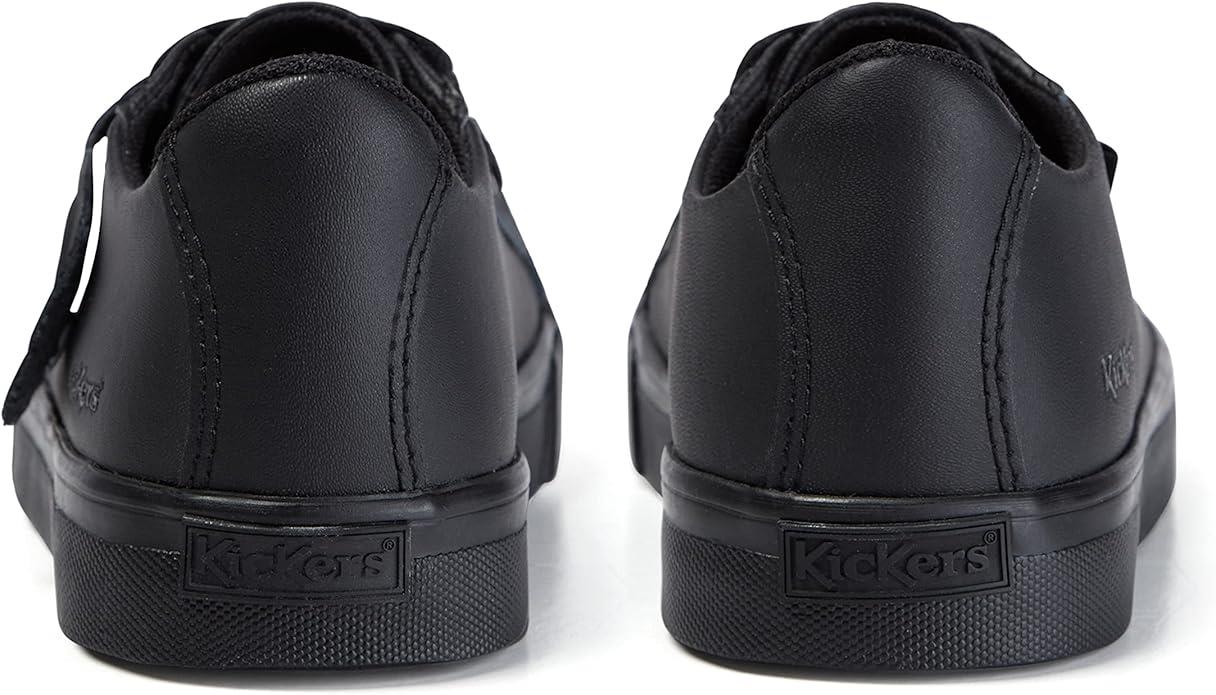 Kickers Kids Tovni Lacer Black Leather School Shoes