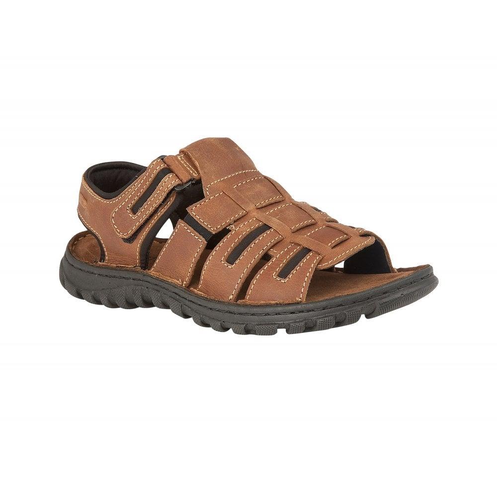 Lotus Mens Dylan Tan Leather Sandals