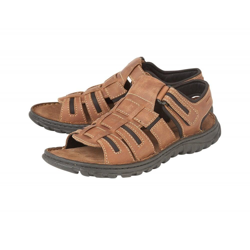 Lotus Mens Dylan Tan Leather Sandals