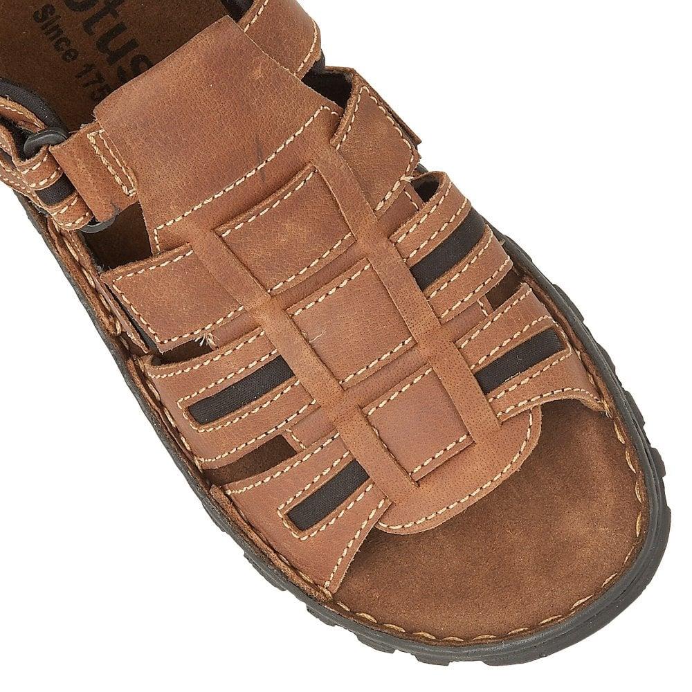 Lotus Mens Dylan Tan Leather Sandals