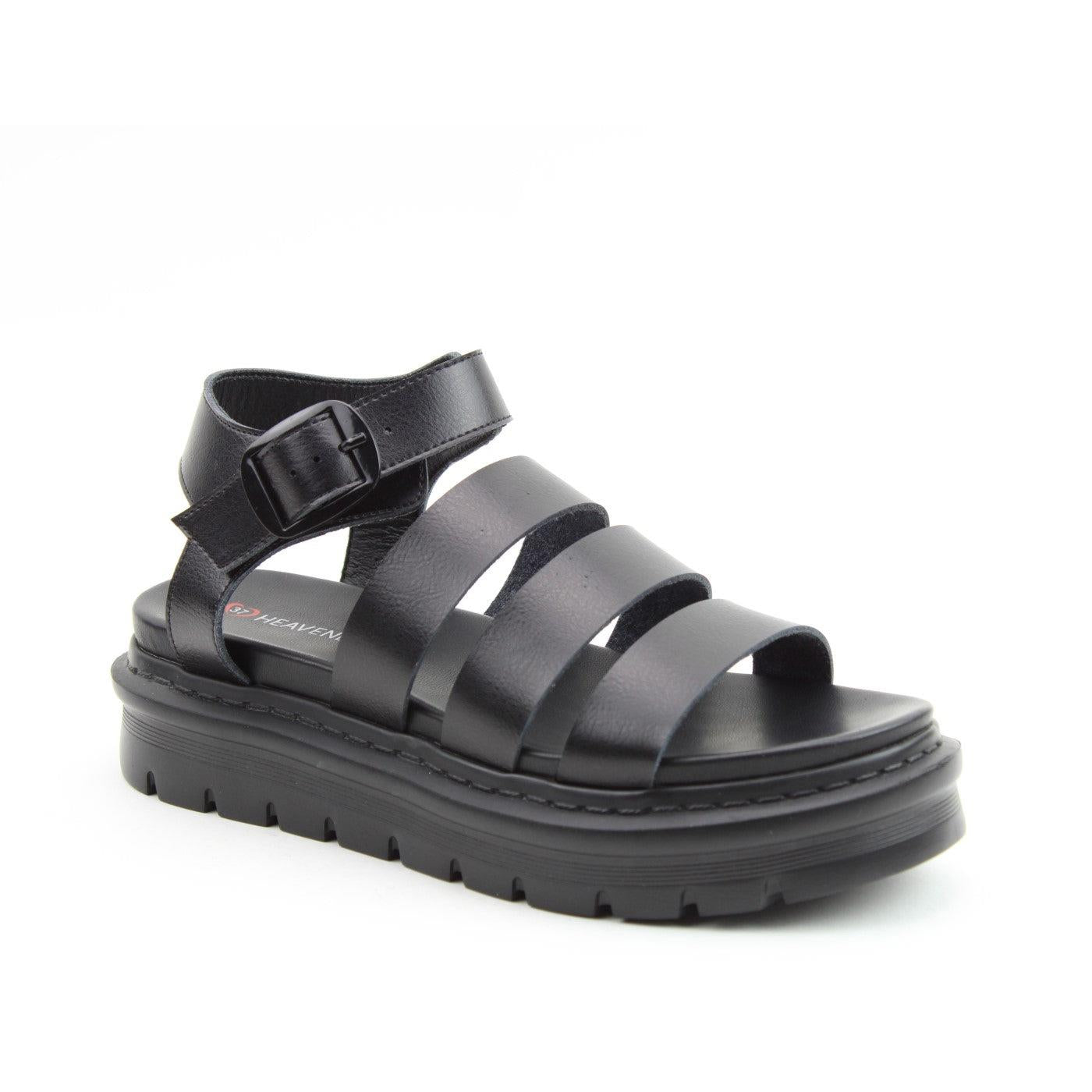 Heavenly Feet Saffron Black Womens Sandal
